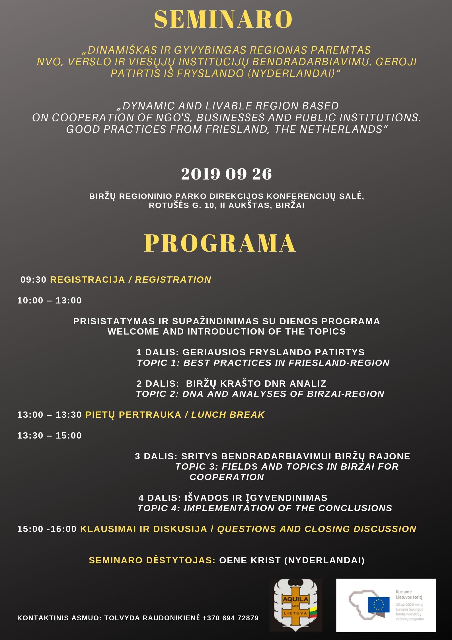 Projekto BIRŽŲ TINKLAS Seminaras